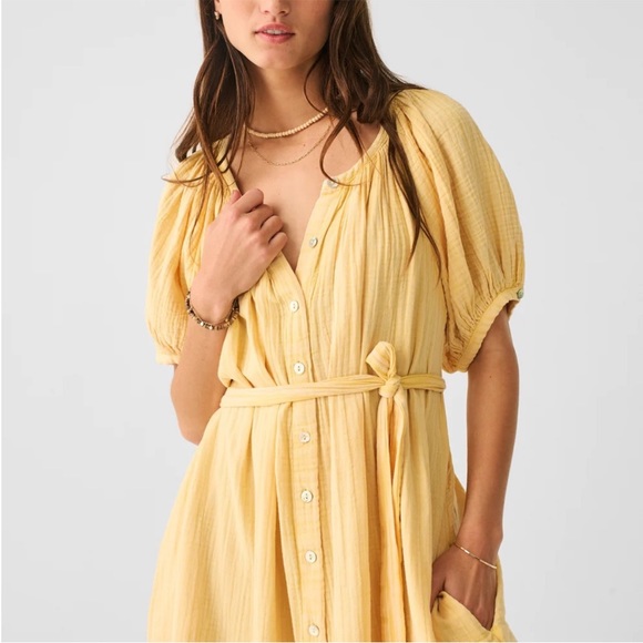 Faherty Yellow Midi Dress - Picture 2 of 11